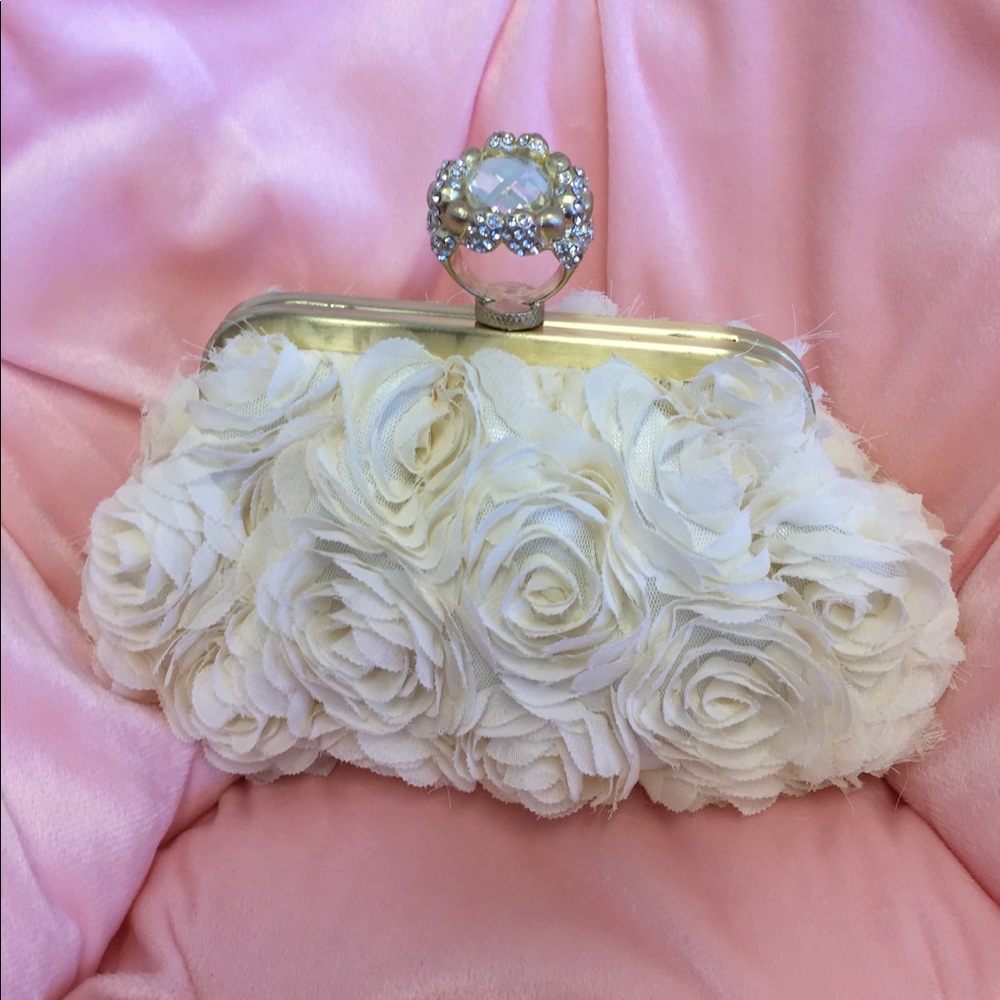 Ivory Rose Clutch-Wedding, Prom, Special Occasion clutch